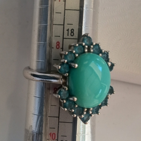 Sterling Silver Sleeping Beauty Turquoise Swiss Blue Topaz Ring - Picture 7 of 16